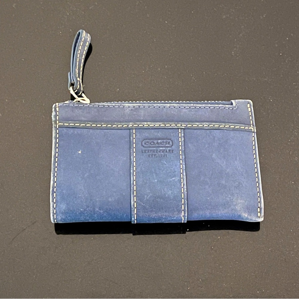 Coach genuine leather change purse (OS, blue)